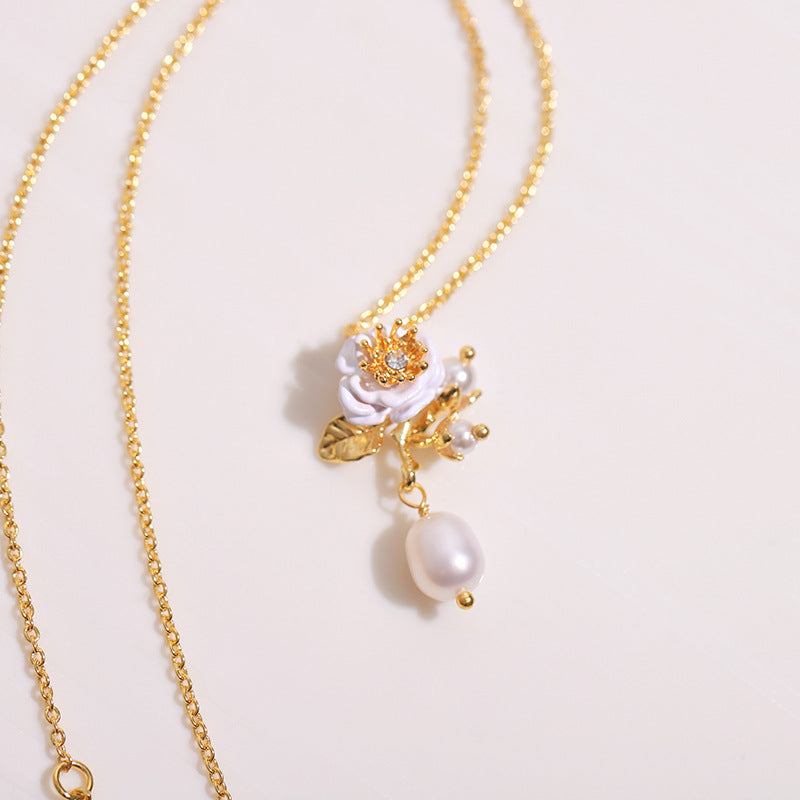 Rose Necklace - One White Rose