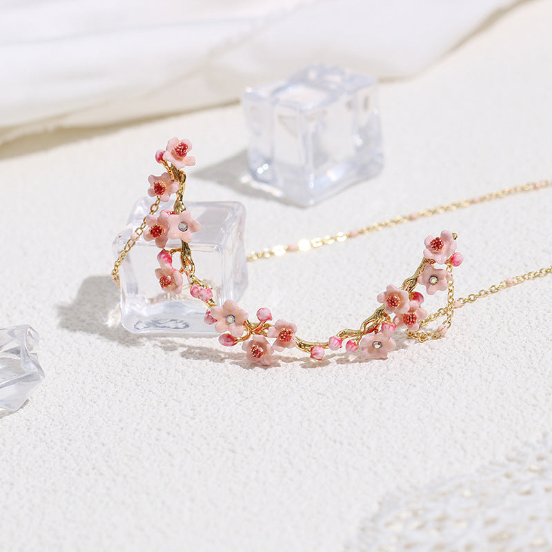 Enamel Cherry Blossom Necklace