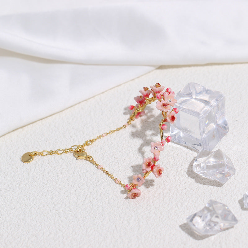 Enamel Cherry Blossom Bracelet