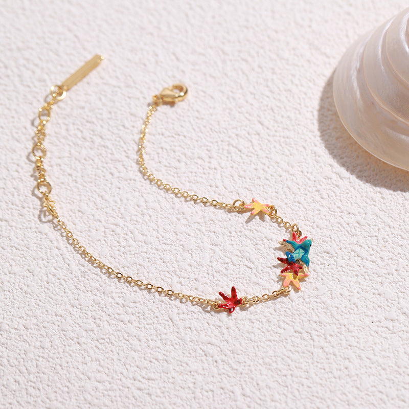 Gradient Maple Leaf with Bird Bracelet