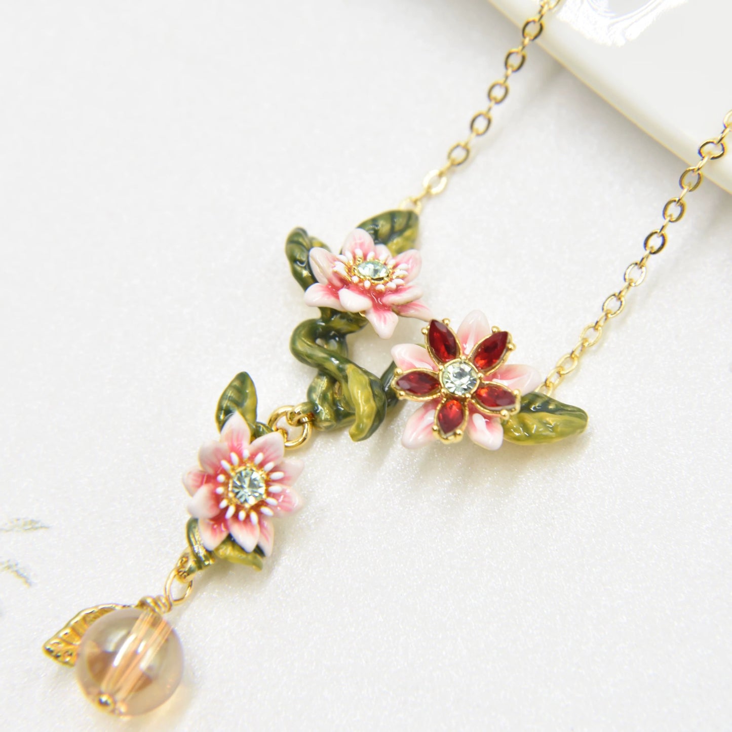 Pink Passion Flower Necklace