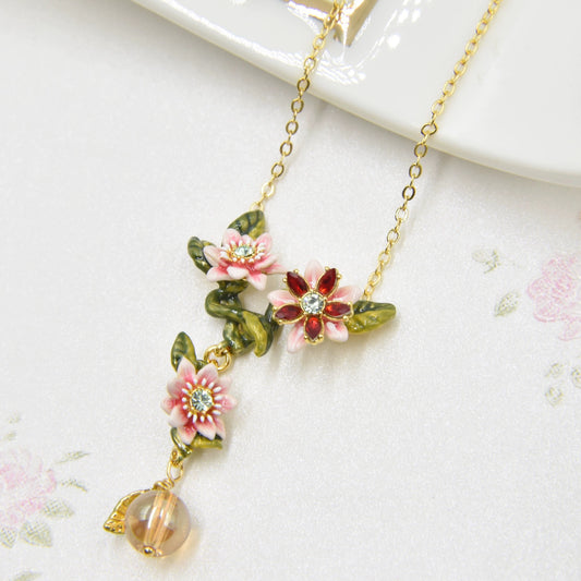 Pink Passion Flower Necklace