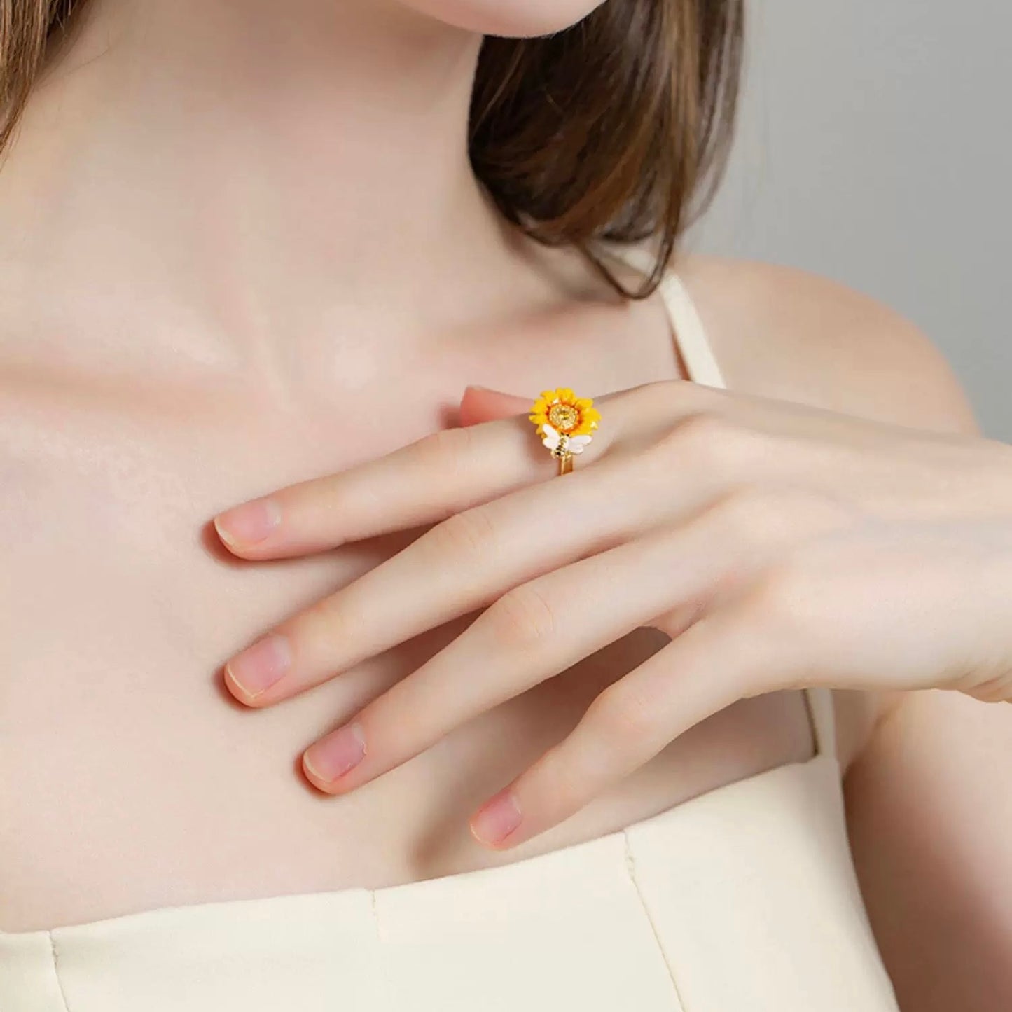 Bee and Sunflower Ring