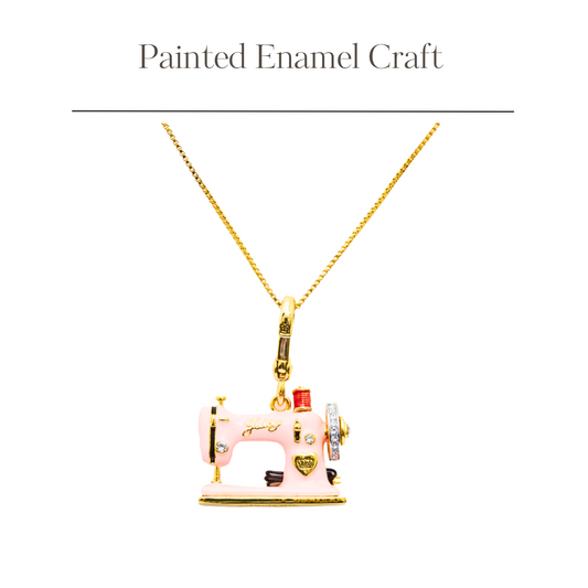 Enamel Sewing Machine Pendant Necklace