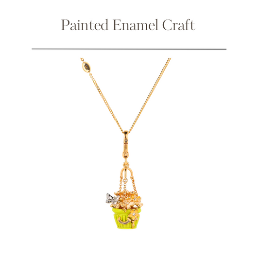Butterfly Flower Basket Pendant Necklace