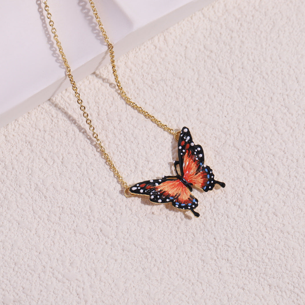 Simple Orange Butterfly Necklace