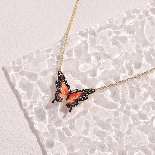 Simple Orange Butterfly Necklace