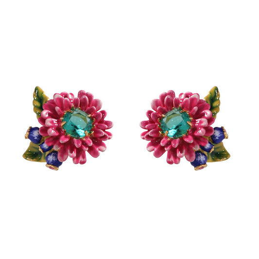 Hand-painted enamel cornflower jewelry collection