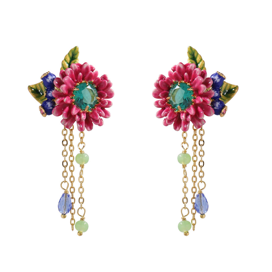 Hand-painted enamel cornflower jewelry collection