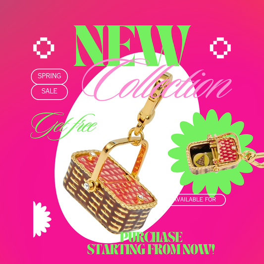 Cute Picnic Basket Pendant Necklace