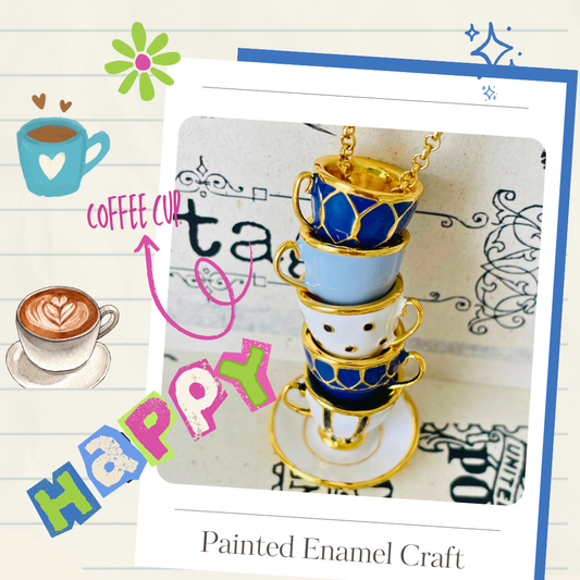 Enamel coffee cup necklace