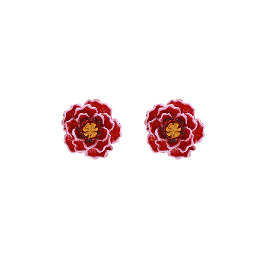 Three-dimensional flower earring