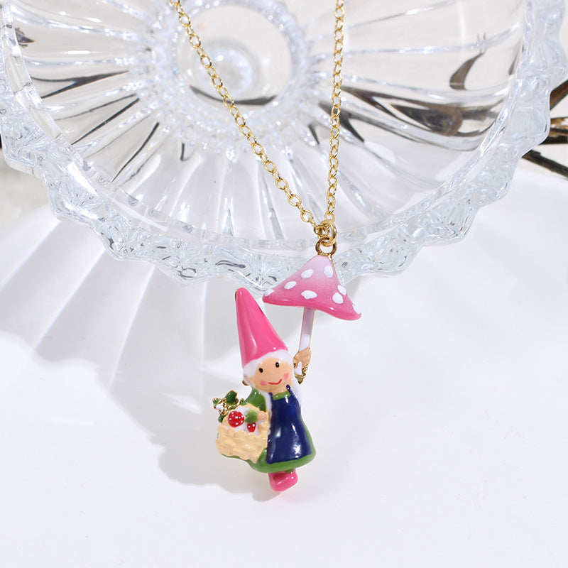 Gnome Jewelry - Mushroom Picking Necklace