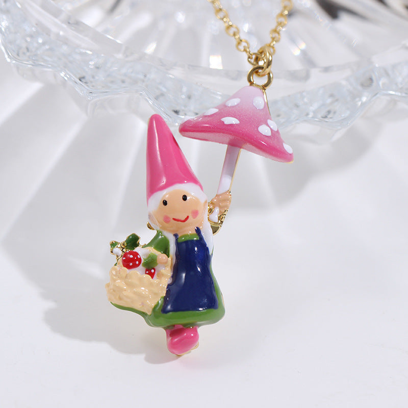 Gnome Jewelry - Mushroom Picking Necklace