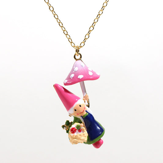 Gnome Jewelry - Mushroom Picking Necklace