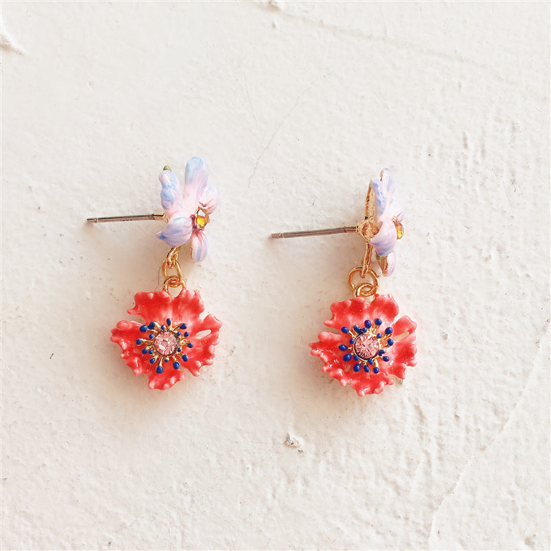 Enamel Pansy Earring