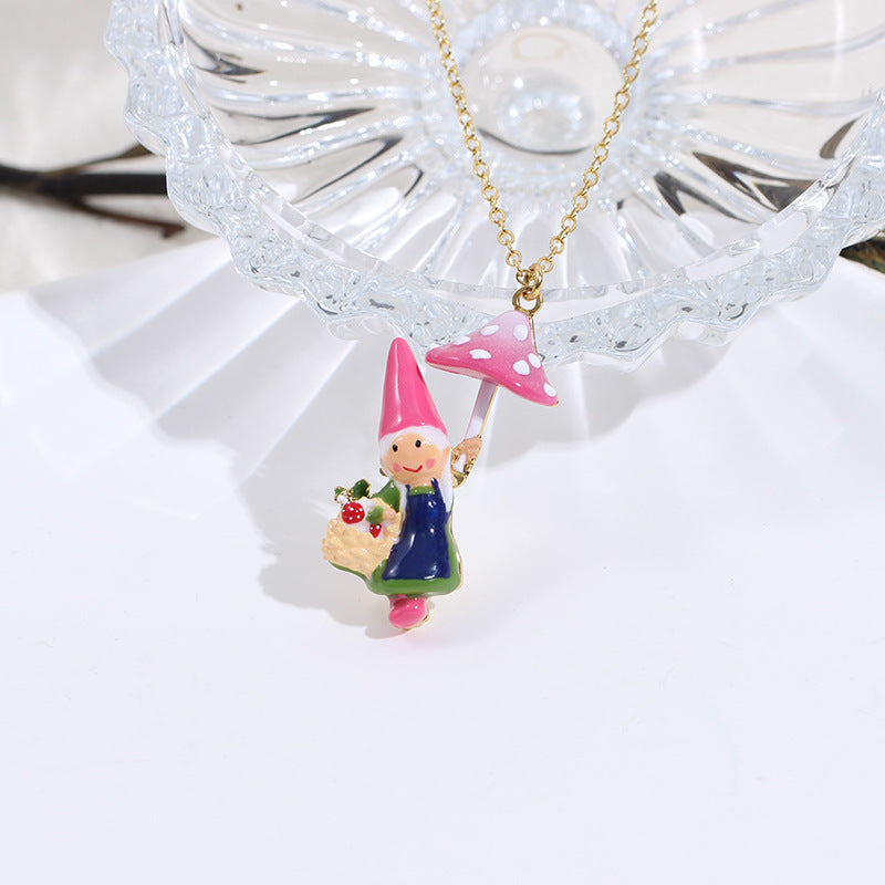 Gnome Jewelry - Mushroom Picking Necklace