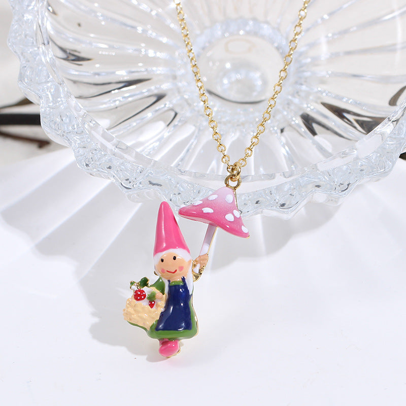 Gnome Jewelry - Mushroom Picking Necklace