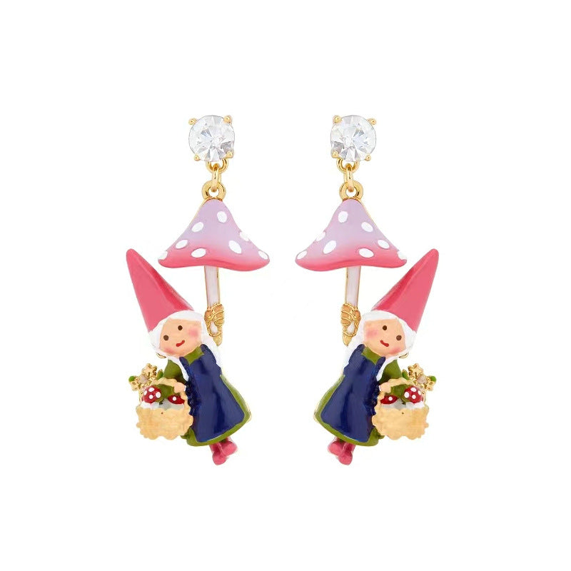 Gnome Jewelry - Mushroom Picking Earring