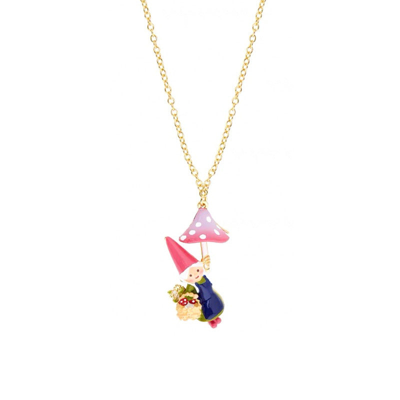 Gnome Jewelry - Mushroom Picking Necklace