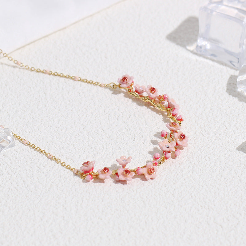 Enamel Cherry Blossom Necklace