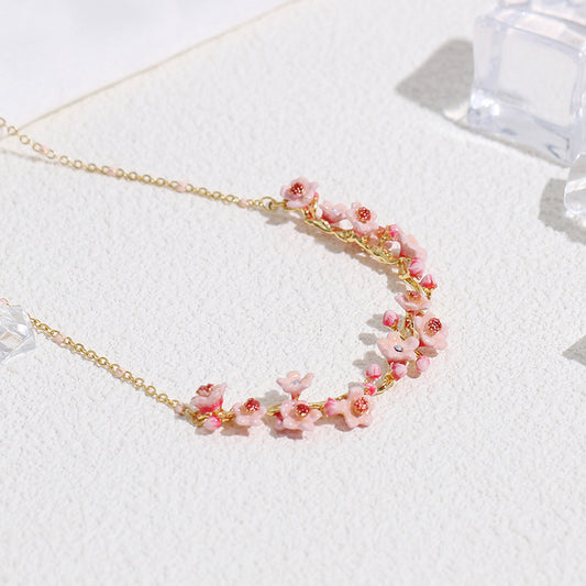 Enamel Cherry Blossom Necklace