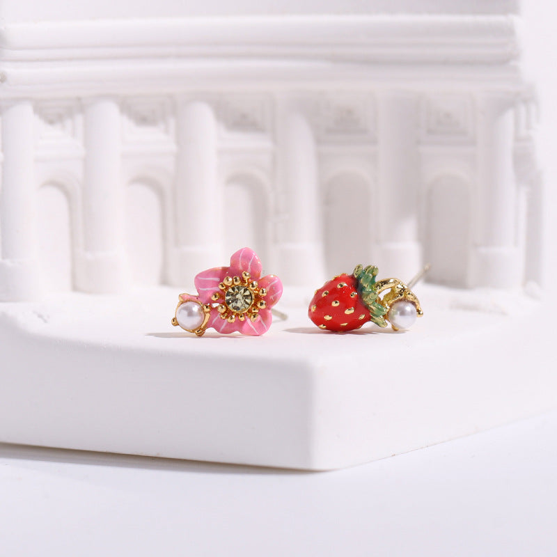Strawberry and Flower Earring