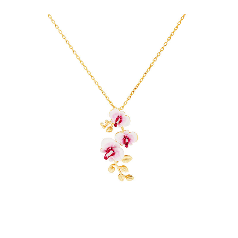 Hand Painted Phalaenopsis Necklace