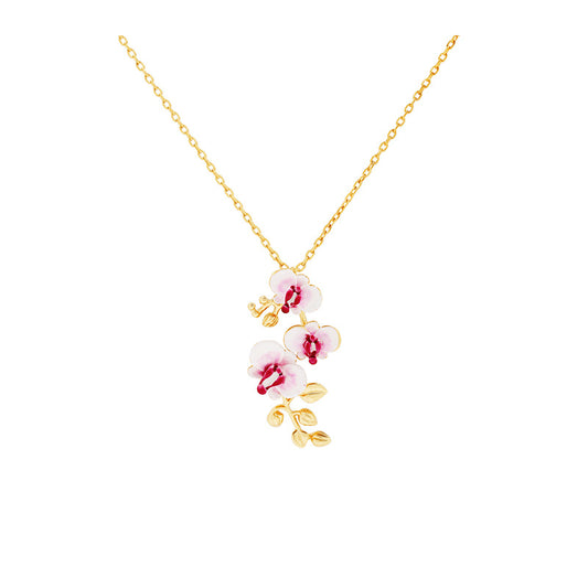 Hand Painted Phalaenopsis Necklace