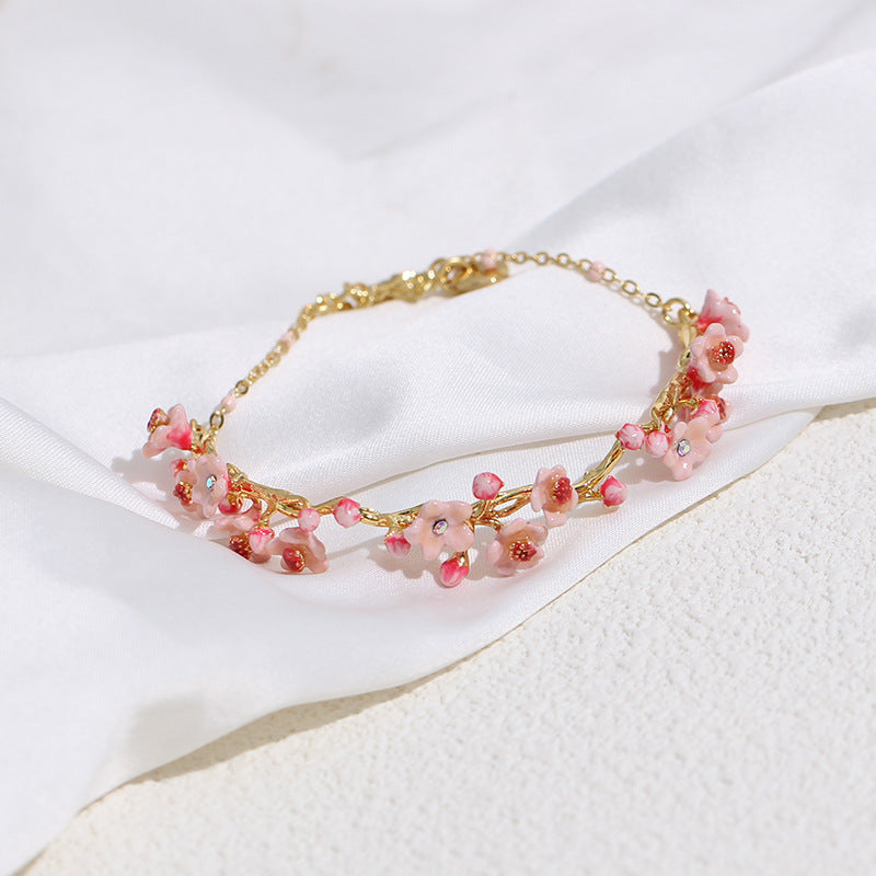 Enamel Cherry Blossom Bracelet