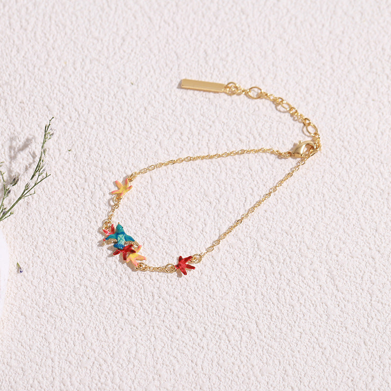 Gradient Maple Leaf with Bird Bracelet