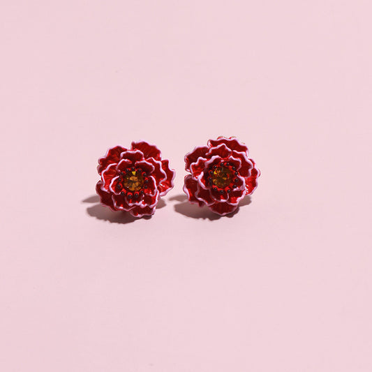 Three-dimensional flower earring