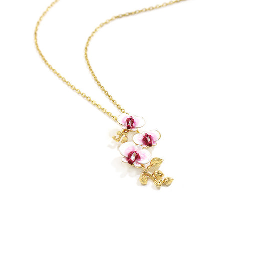 Hand Painted Phalaenopsis Necklace