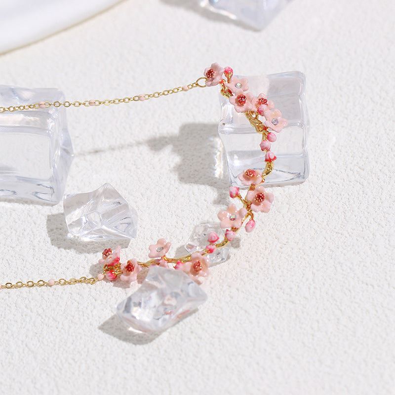 Enamel Cherry Blossom Necklace