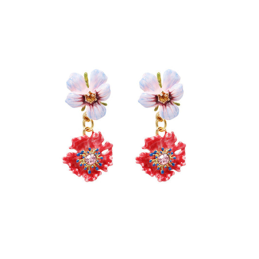 Enamel Pansy Earring