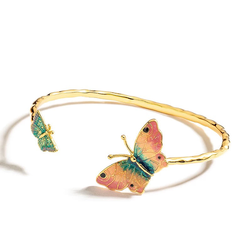 Enameled butterfly bracelet