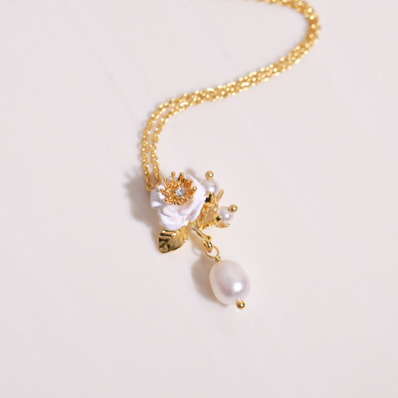 Rose Necklace - One White Rose
