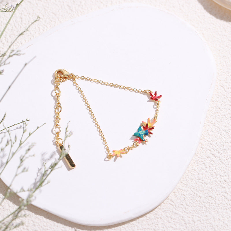 Gradient Maple Leaf with Bird Bracelet