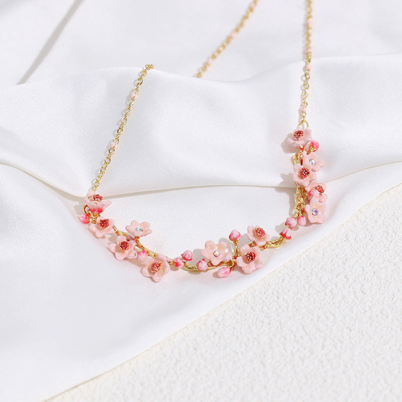 Enamel Cherry Blossom Necklace