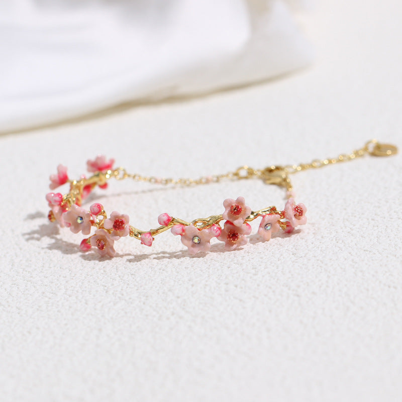 Enamel Cherry Blossom Bracelet
