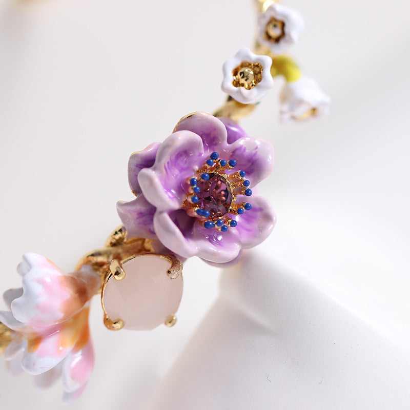 Purple Silver Lotus Bracelet