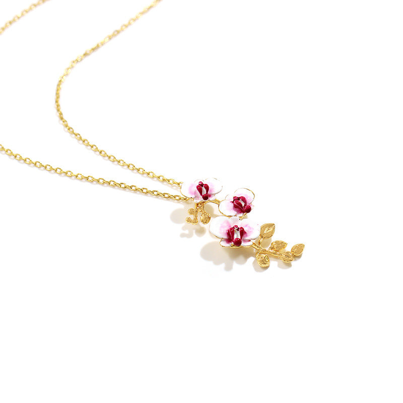 Hand Painted Phalaenopsis Necklace