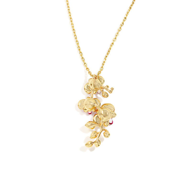 Hand Painted Phalaenopsis Necklace