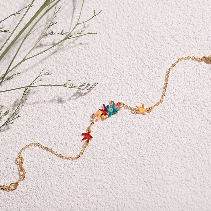 Gradient Maple Leaf with Bird Bracelet