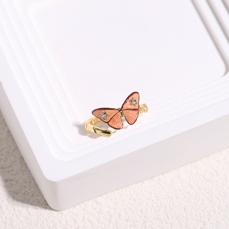 Hand Painted Enamel Butterfly Ring