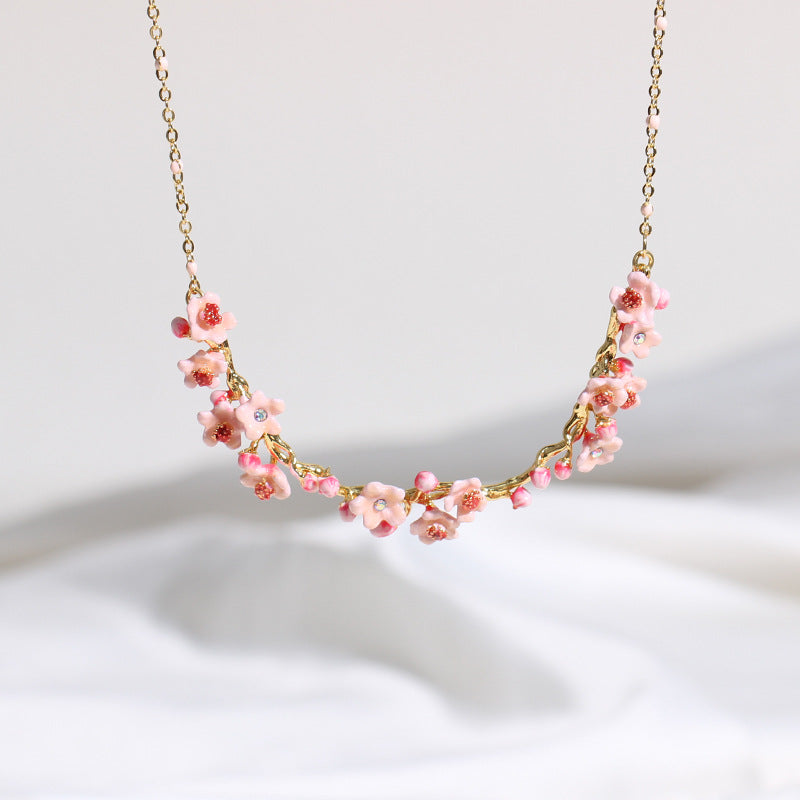 Enamel Cherry Blossom Necklace