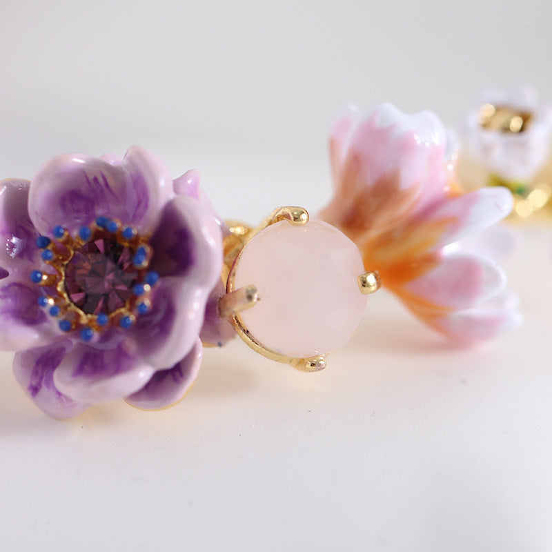 Purple Silver Lotus Bracelet