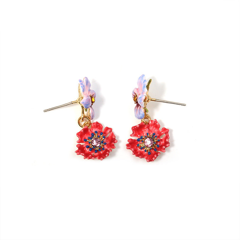 Enamel Pansy Earring