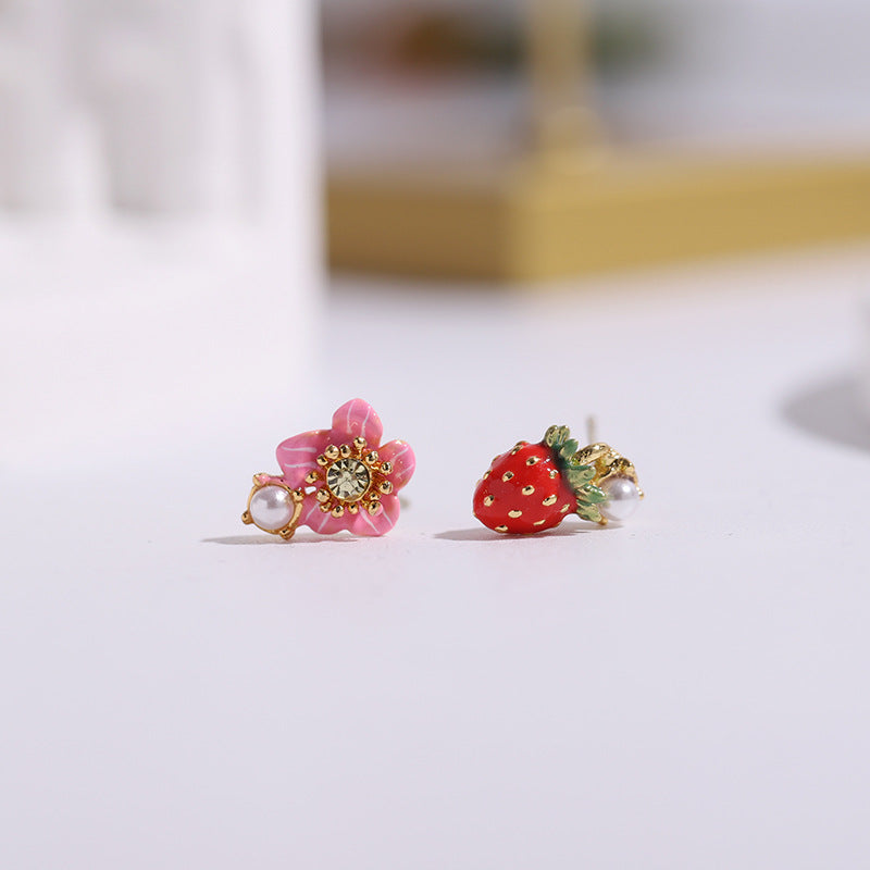 Strawberry and Flower Earring