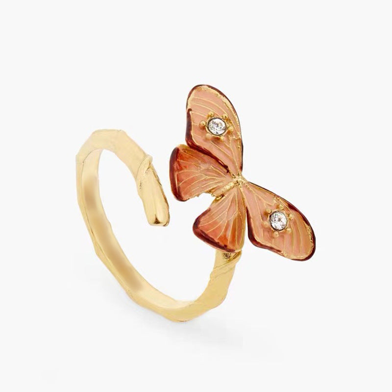 Hand Painted Enamel Butterfly Ring